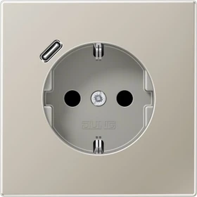 Jung SCHUKO-Steckdose mit USB-Ladegerät Safety+, edelstahl