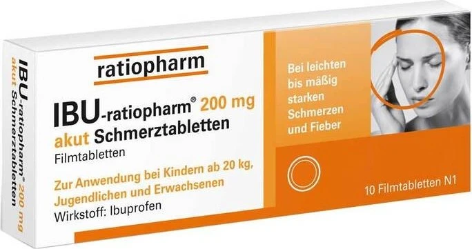IBU-ratiopharm 200mg akut Schmerztabletten, 10 Stück