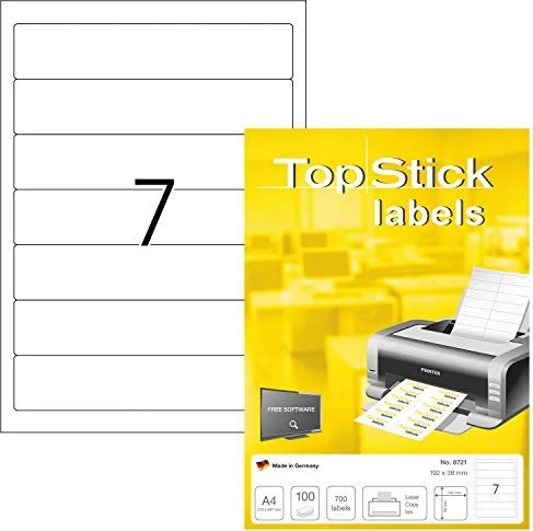 TopStick Etiketten Ordnerrücken, 192x38mm, weiß, 100 Blatt (700 Etiketten)