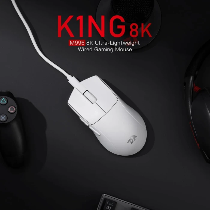 Redragon M996 K1NG 8K Ultra-Lightweight Wired Gaming Mouse weiß, USB