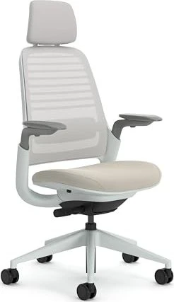 Steelcase Series 1 Bürostuhl mit Kopfstütze, beige