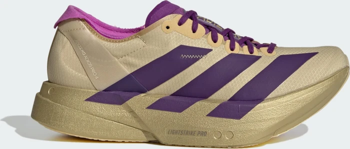 adidas Adizero Adios Pro 4 sand/rich purple/gold metallic (Damen)