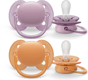 Philips Avent SCF091/33 ultra soft Beruhigungsschnuller, 6-18M, Silikon, rosa/violett, 2 Stück