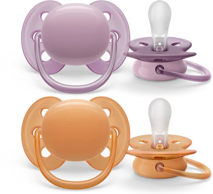 Philips Avent SCF091/33 ultra soft Beruhigungsschnuller, 6-18M, Silikon, rosa/violett, 2 Stück
