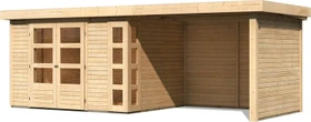 Karibu Kerko 5 Gartenhaus inkl. Anbau + Rück- und Seitenwand 2.8m natur