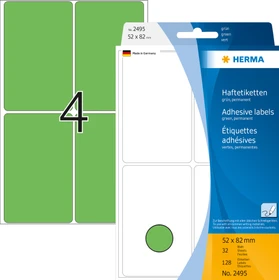 Herma Vielzwecketiketten, 52x82mm, grün, 32 Blatt (128 Etiketten)