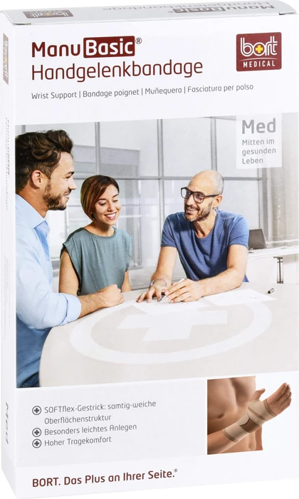 Bort Medical ManuBasic Handgelenkbandage rechts Größe XL beige, 1 Stück