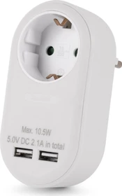 Entac Steckdosenadapter mit 2x USB-A, 1-fach, White