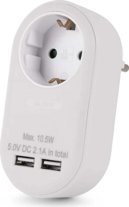 Entac Steckdosenadapter mit 2x USB-A, 1-fach