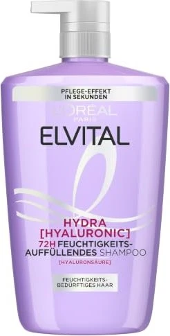 L'Oréal Elvital Hydra [Hyaluronic] Feuchtigkeits-Auffüllendes Shampoo, 1l