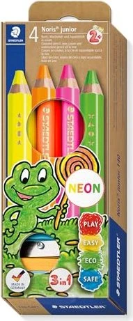 Staedtler Noris junior 140 Multifunktionsstift gelb/orange/rosa, Kartonetui, 4er-Set