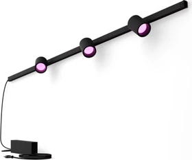 Philips Hue White and Color Ambiance Basis Perifo Schienensystem für die Wand gerade mit 3 Spots schwarz