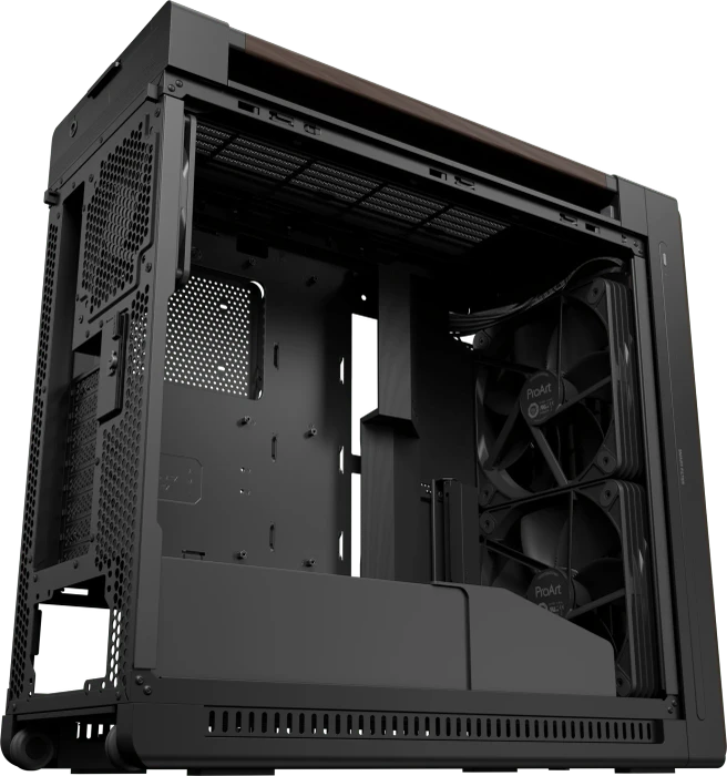 ASUS ProArt PA602 Wood Edition Modern Black, schwarz/braun, Tempered Glass Panel, Glasfenster