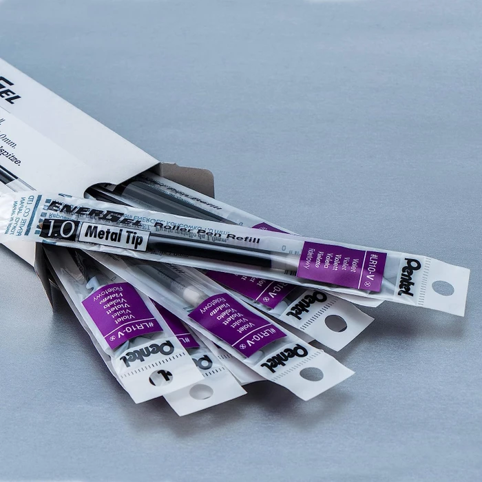 Pentel EnerGel Roller Pen LR10-VX Tintenrollermine 0.5mm (1mm Ball) violett, 12er-Pack