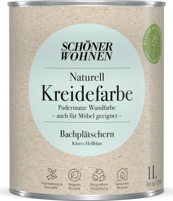 Schöner Wohnen Naturell Kreidefarbe innen bachplätschern klares hellblau, 1l