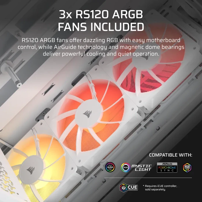 Corsair 3200D RS ARGB, weiß, Glasfenster