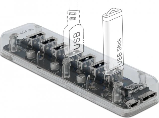 DeLOCK USB-Hub, 7x USB-A 3.0, USB 3.0 Micro-B [Buchse]