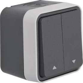 Hager Jalousie-Serientaster mit Aufdruck Symbol Pfeil AP Serie W.1, grau LT