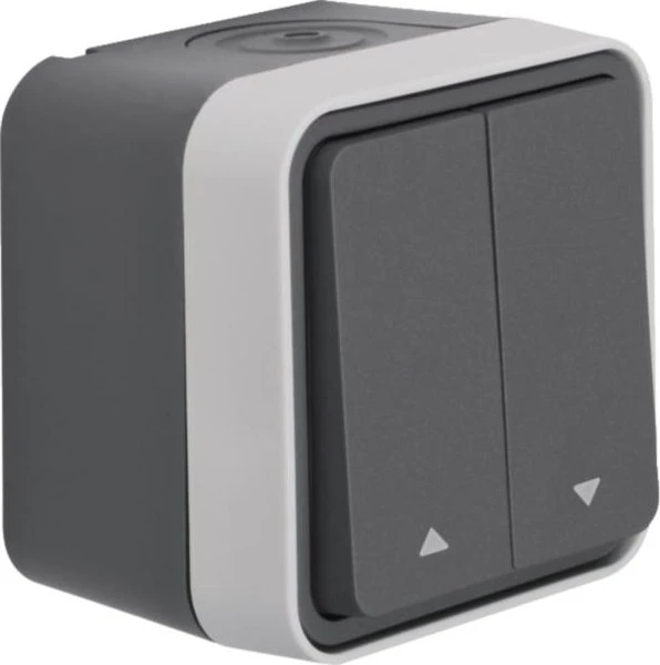 Hager Jalousie-Serientaster mit Aufdruck Symbol Pfeil AP Serie W.1, grau LT