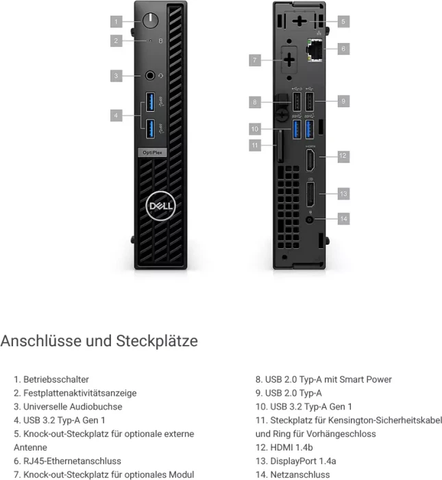 Dell OptiPlex 7010 Micro, Core i5-12500T, 8GB RAM, 512GB SSD