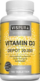 Vispura Vitamin D3 Depot 20.000 I.E. extra hochdosiert vegetarische Kapseln, 180 Stück