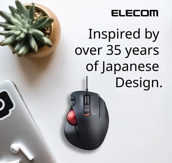 Elecom EX-G M-XT2URBK-G Wired Trackball schwarz/rote Kugel, Rechtshänder, USB-A