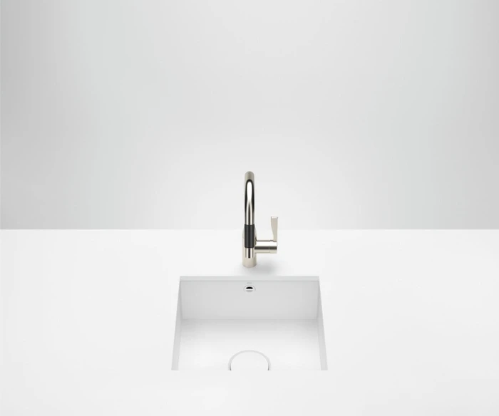 Dornbracht Küchenbecken aus glasiertem Stahl 500x450x175mm Unterbau Becken mittig weiß matt