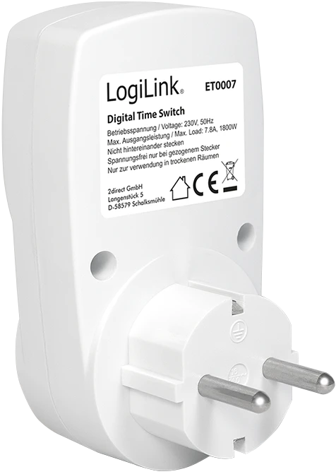 LogiLink digitaler Zeitschalter, IP20, weiß (ET0007) – Bild 3 von 7