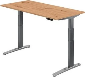 Hammerbacher Ergonomic Aktiv XBHM16 elektrisch höhenverstellbarer Sitz-Steh-Schreibtisch 160x80cm Asteiche/graphit