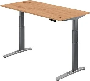 Hammerbacher Ergonomic Aktiv XBHM16 elektrisch höhenverstellbarer Sitz-Steh-Schreibtisch 160x80cm Asteiche/graphit