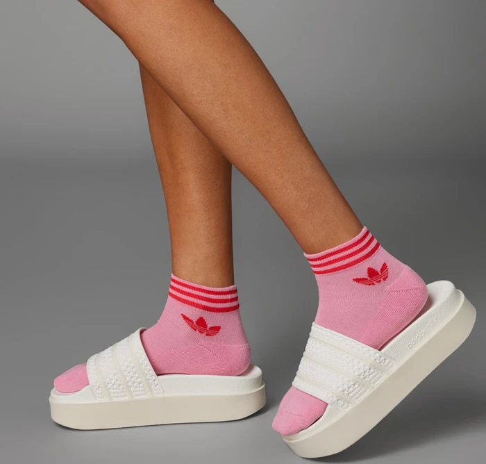 adidas Trefoil Ankle Socken white/blue dawn/semi pink glow, 3 Paare