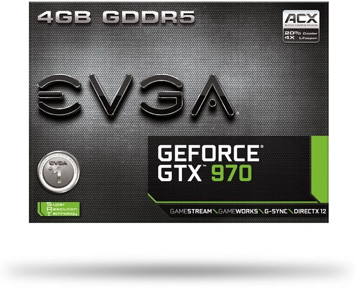 EVGA GeForce GTX 970 ACX, 4GB GDDR5, 2x DVI, HDMI, DP
