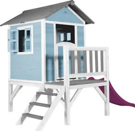 Axi Spielhaus Lodge XL blau/weiß mit Rutsche lila