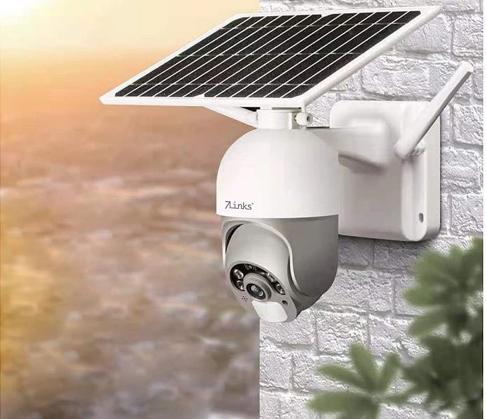 7links LTE Pan Tilt IPC-710.lte Überwachungskamera mit Solarpanel, grau
