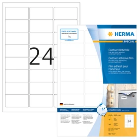 Herma Etiketten Outdoor, 63.5x33.9mm, wetterfest, weiß, matt, 40 Blatt (960 Etiketten)