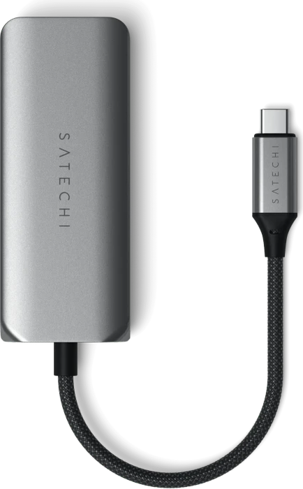 Satechi 4-In-1 USB-C Hub 2.5 Gigabit Ethernet, Space Gray, USB-C 3.1 [Stecker]