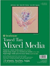 Strathmore 400 Series Toned Mixed Media Zeichenblock, 230x305mm, glatt, braun, 15 Blatt