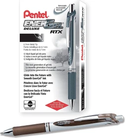 Pentel EnerGel XM BL77 Gelroller sepia/silber, 12er-Pack