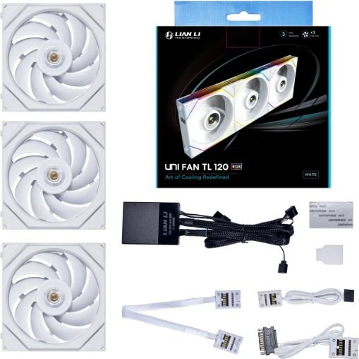 Lian Li Uni Fan TL 120 RGB, weiß, LED-Steuerung, 120mm, 3er-Pack