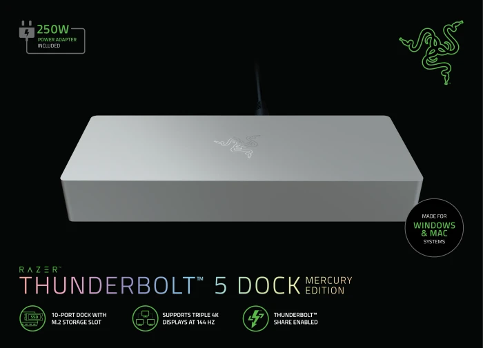Razer Thunderbolt 5 Dock, weiß, EU, Thunderbolt 5 [Buchse]