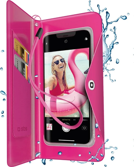 SBS Mobile Splash-resistant Transparent Universal Case pink