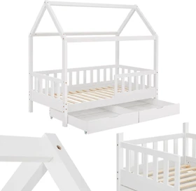 Juskys Marli Kinderbett mit Bettkasten 80x160cm weiß