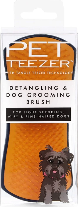 PET Teezer Detangling & Grooming Brush, zum Pflegen und Entwirren von feinhaarigem Fell, navy/, orange