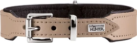Hunter Basic Hundehalsband, beschichtetes Spaltleder, Kunstleder, schlicht, robust, 32 XS, Stein