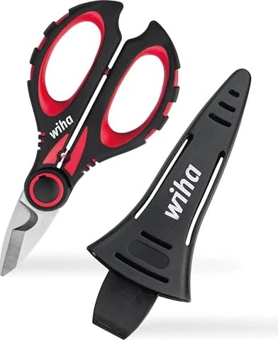 Wiha Elektrikerschere (schwarz/rot, mit Crimpfunktion)