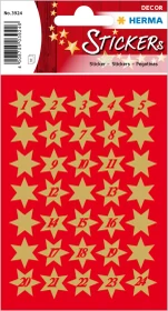 Herma Sticker "Sterne 6-zackig mit Zahlen", 14mm, gold, Papier