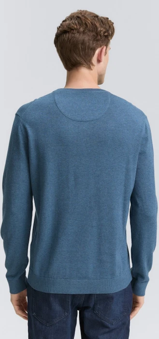 Tom Tailor Strickpullover mit V-Ausschnitt aus Baumwolle Strickpullover real teal melange (Herren)