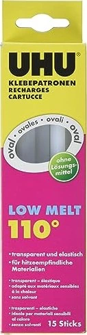 UHU Low Melt Heißklebepatronen transparent, 15 Stück