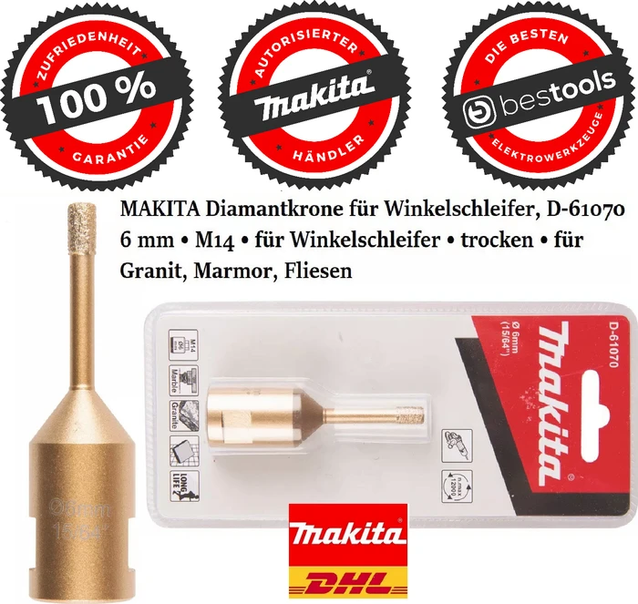 Makita M14 Diamant-Bohrkrone, 6x34x75mm, 1 Stück