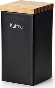 Continenta Vorratsdose quadratisch mit Holzdeckel und Silikonring Kaffee matt schwarz